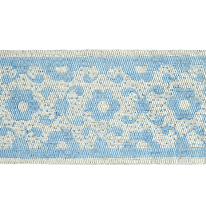 Schumacher Trim Brinda Hand Blocked Tape Sky 79121 JACARANDA LINEN 100% INDIA </p><p>Repeat: Horizontal: and Vertical: 5" (13CM) 3.5 - My Fabric Connection -