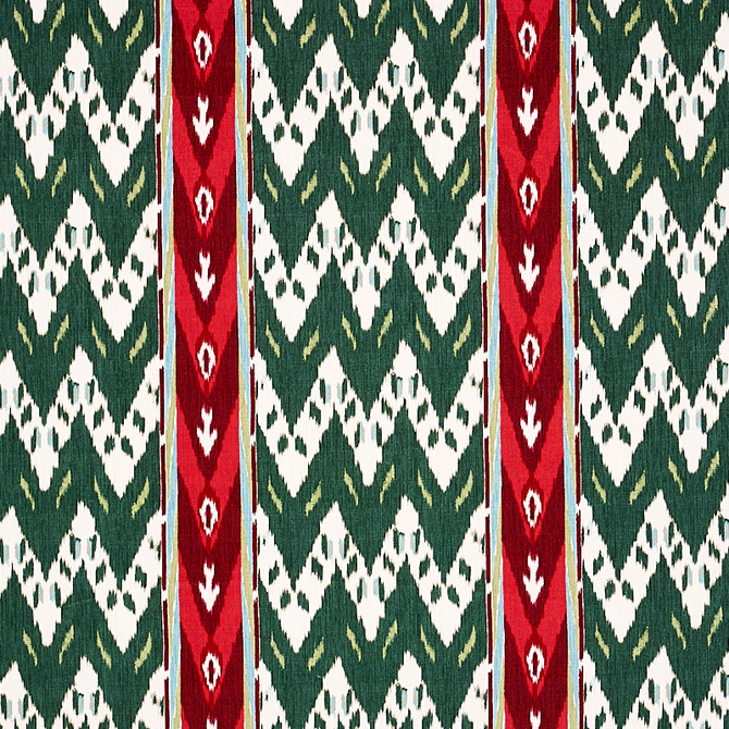 Schumacher Fabric Samar Ikat Velvet Green 80241 CUT & PATTERNED VELVETS COTTON 90% POLYESTER 10% THAILAND MARTINDALE 20,000 </p><p>Repeat: Horizontal: 13 1/2" (34CM) and Vertical: 6 5/8" (17CM) 55.5 - My Fabric Connection -