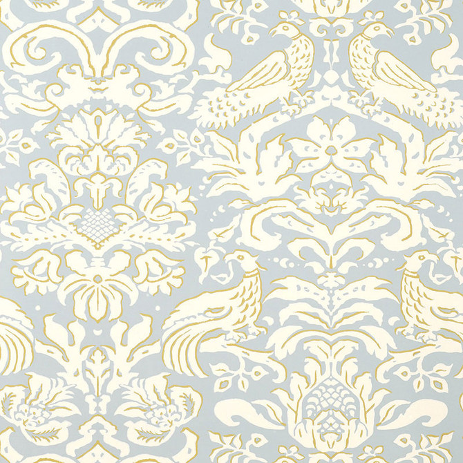 Schumacher Wallpaper Aldwyn Damask Robin'S Egg 5003610 PALAZZO DAMASKS Paper 0 UNITED STATES OF AMERICA </p><p>Repeat: Horizontal: 27" (69CM) and Vertical: 25 1/4" (64CM) 27 - My Fabric Connection -