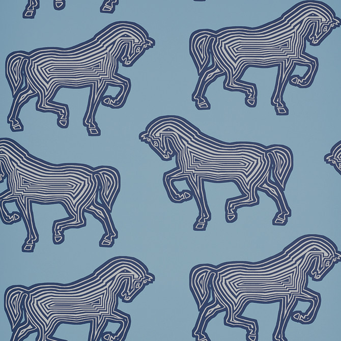 Schumacher Wallpaper Faubourg Blue 5007092 CLUB CAVALIER Paper 0 UNITED STATES OF AMERICA </p><p>Repeat: Horizontal: 13 1/8" (33CM) and Vertical: 36" (91CM) 27 - My Fabric Connection -