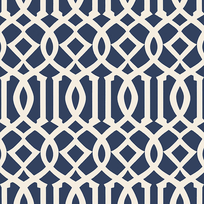 Schumacher Wallpaper Imperial Trellis Ii Ivory / Navy 5005801 PRINT HAPPY Paper 0 UNITED STATES OF AMERICA </p><p>Repeat: Horizontal: 6 3/4" (17CM) and Vertical: 12 5/8" (32CM) 27 - My Fabric Connection -