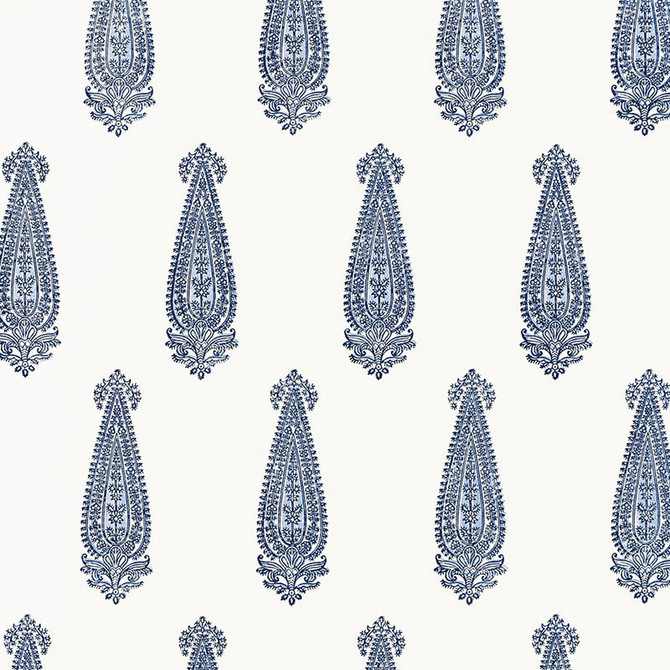 Schumacher Wallpaper Katara Paisley Delft 5005331 JAIPUR / HAND BLOCK PRINTS Paper 0 INDIA </p><p>Repeat: Horizontal: and Vertical: 18" (46CM) 27 - My Fabric Connection -