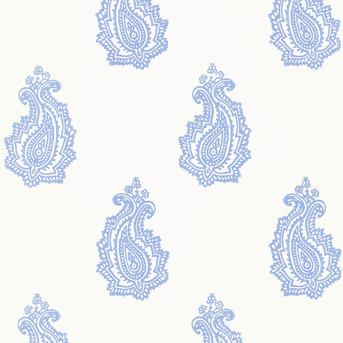 Schumacher Wallpaper Madras Paisley Delft 5005301 JAIPUR / HAND BLOCK PRINTS Paper 0 INDIA </p><p>Repeat: Horizontal: and Vertical: 18" (46CM) 27 - My Fabric Connection -