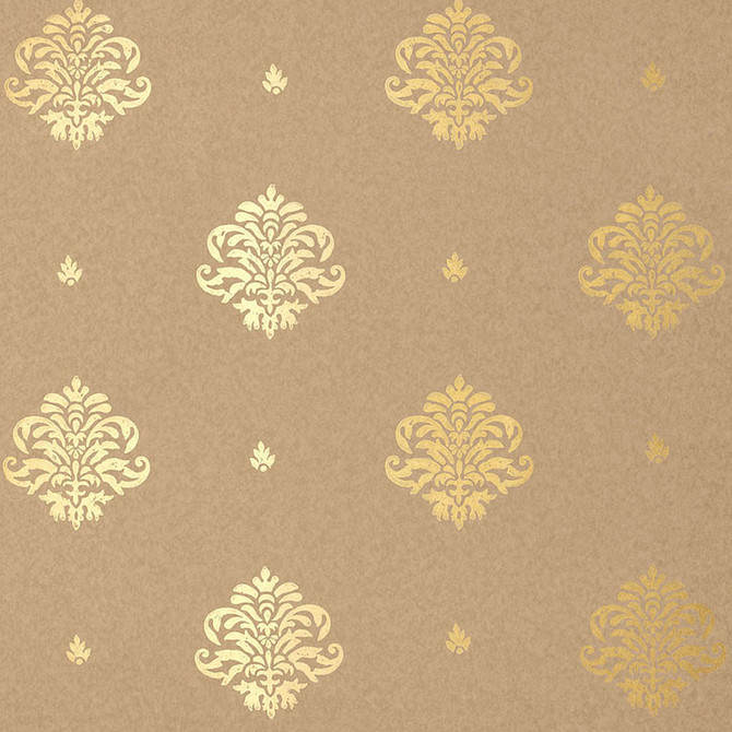 Schumacher Wallpaper Mayla Damask Gilt 5005354 JAIPUR / HAND BLOCK PRINTS Paper 0 INDIA </p><p>Repeat: Horizontal: and Vertical: 13 1/2" (34CM) 27 - My Fabric Connection -