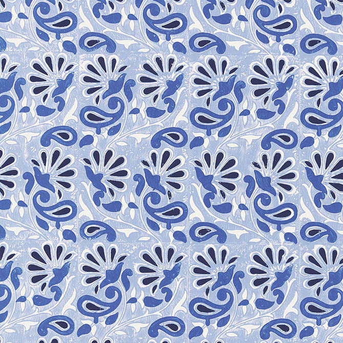 Schumacher Wallpaper Rampura Delft 5005341 JAIPUR / HAND BLOCK PRINTS Paper 0 INDIA </p><p>Repeat: Horizontal: and Vertical: 11 3/4" (30CM) 27 - My Fabric Connection -