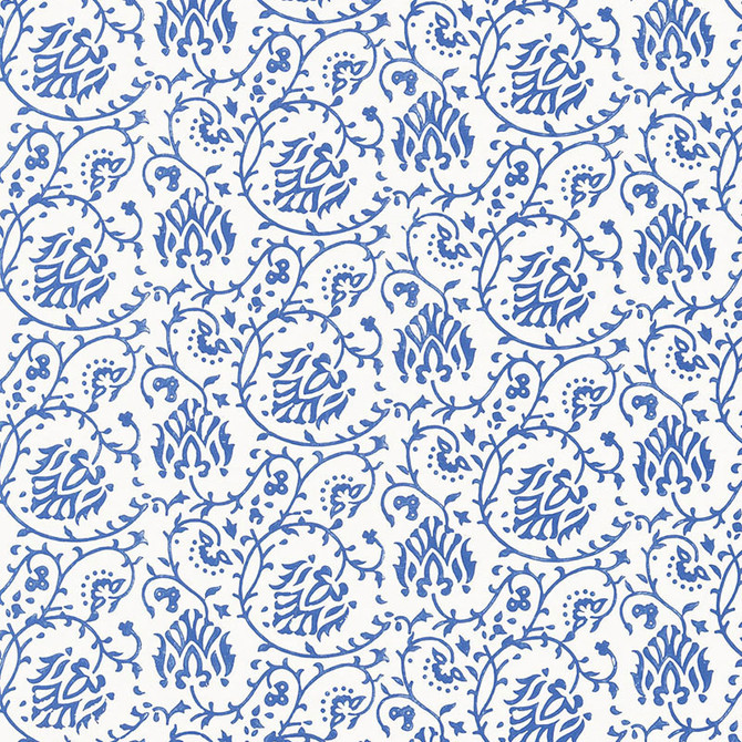 Schumacher Wallpaper Sarana Vine Delft 5005271 JAIPUR / HAND BLOCK PRINTS Paper 0 INDIA </p><p>Repeat: Horizontal: and Vertical: 6 3/4" (17CM) 27 - My Fabric Connection -