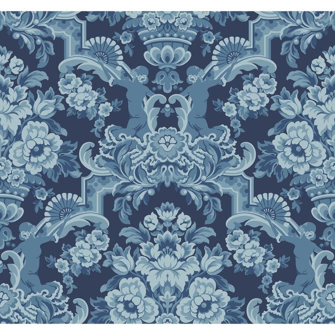 Cole & Son Wallcovering Lola China Blues On Midnight COLE & SON SEVILLE NON WOVEN - 100% United Kingdom Horizontal: 27 and Vertical: 25.2 27 - My Fabric Connection -