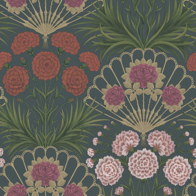 Cole & Son Wallcovering Flamenco Fan Magenta/Red/Metallic Glvr/Ink COLE & SON SEVILLE NON WOVEN - 100% United Kingdom Horizontal: 27 and Vertical: 27 27 - My Fabric Connection -