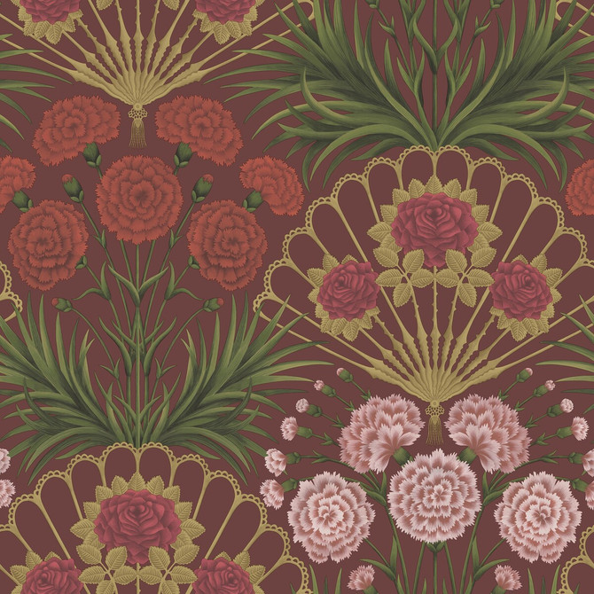 Cole & Son Wallcovering Flamenco Fan Rose/Brt Rouge/M Gold/Crimson Wallcovering NON WOVEN - 100% United Kingdom </p><p>Repeat: H: 27, V: 27 27 - My Fabric Connection -