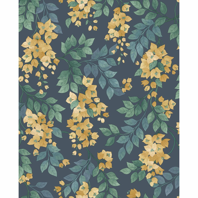 Cole & Son Wallcovering Bougainvillea Ochre/Viridian/Petrol On Ink Wallcovering NON WOVEN - 100% United Kingdom </p><p>Repeat: H: 20.5, V: 25.2 20.5 - My Fabric Connection -