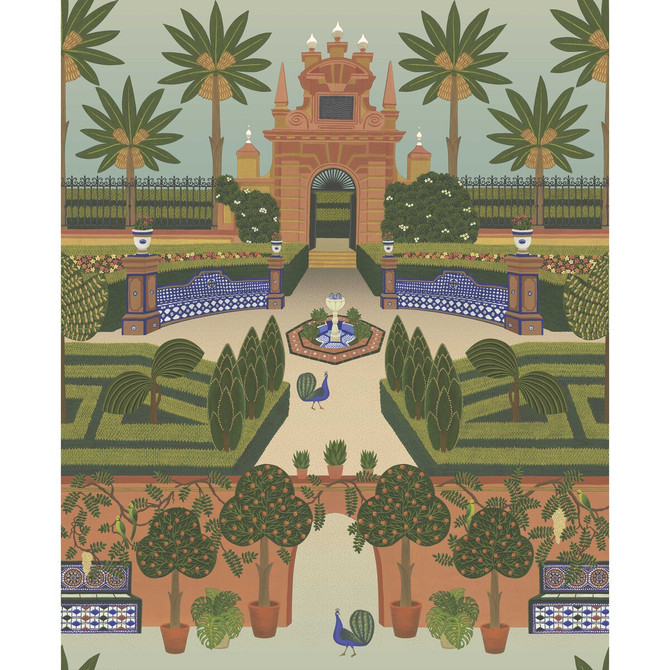 Cole & Son Wallcovering Alcazar Gardens Terracotta/Spring Gr/Multi Wallcovering NON WOVEN - 100% United Kingdom </p><p>Repeat: H: 27, V: 33 27 - My Fabric Connection -