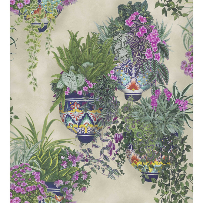 Cole & Son Wallcovering Talavera Magenta & Spring Greens On Stone COLE & SON SEVILLE NON WOVEN - 100% United Kingdom Horizontal: 27 and Vertical: 30 27 - My Fabric Connection -