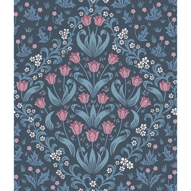 Cole & Son Wallcovering Tudor Garden Fs&Cblu/Midn COLE & SON HISTORIC ROYAL PALACES-GREAT MASTERS NON WOVEN - 100% United Kingdom Horizontal: 20.5 and Vertical: 24 20.5 - My Fabric Connection -