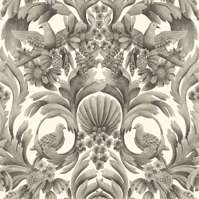 Cole & Son Wallcovering Gibbons Carving Soot/Ston Wallcovering NON WOVEN - 100% United Kingdom </p><p>Repeat: H: 27, V: 27 27 - My Fabric Connection -