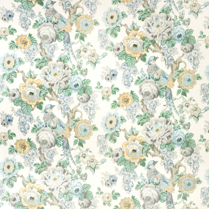 Lee Jofa Fabric Avondale Print Slate/Aqua AVONDALE COTTON - 49%;VISCOSE - 46%;POLYESTER - 5% Italy HEAVY Horizontal: 26.2 and Vertical: 26.4 52 - My Fabric Connection -