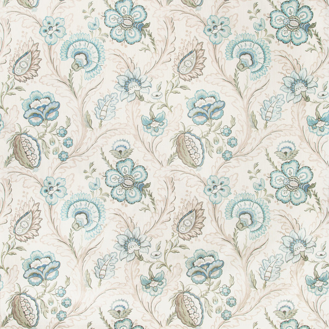 Lee Jofa Fabric Wimberly Print Aqua/Sage AVONDALE LINEN - 100% United Kingdom MEDIUM Horizontal: 27 and Vertical: 26.67 54 - My Fabric Connection -