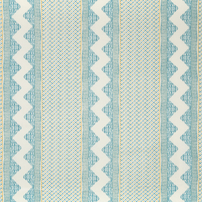 Lee Jofa Fabric Whitaker Print Ocean/Gold AVONDALE LINEN - 100% India Horizontal: 26.5 and Vertical: 3.35 53 - My Fabric Connection -