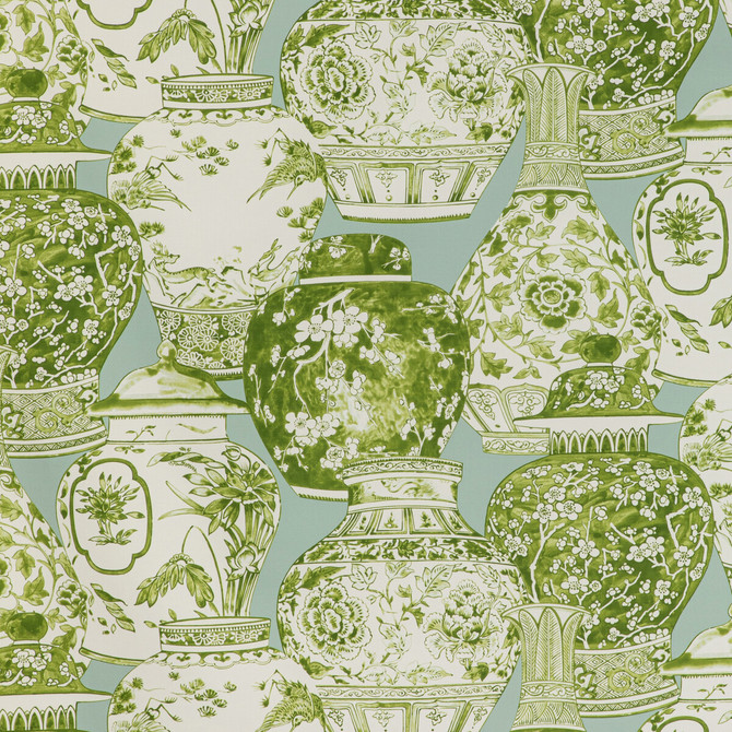 Lee Jofa Fabric Pandan Print Mist/Jade MINDORO COTTON - 100% Italy MEDIUM Horizontal: 53.54 and Vertical: 25.2 53.94 - My Fabric Connection -