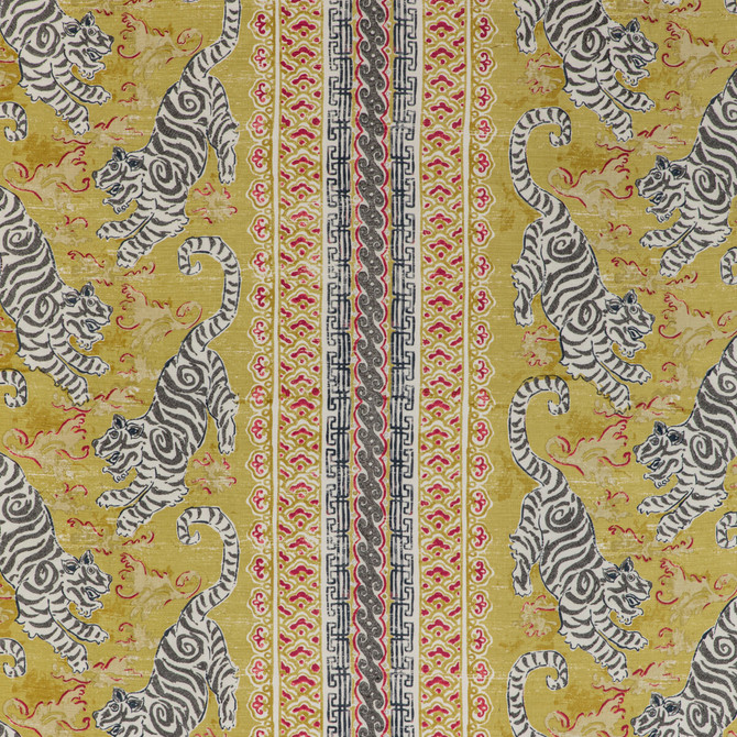 Lee Jofa Fabric Bongol Print Citrine Fabric LINEN - 44%;COTTON - 35%;RAYON - 21% India </p><p>Repeat: H: 26.5, V: 27.56 52.95 - My Fabric Connection -