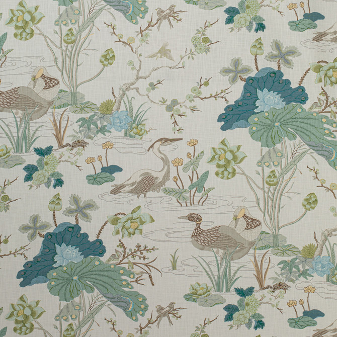 Lee Jofa Fabric Luzon Print Jade MINDORO VISCOSE - 82%;LINEN - 18% United Kingdom MEDIUM Horizontal: 27 and Vertical: 41 54 - My Fabric Connection -