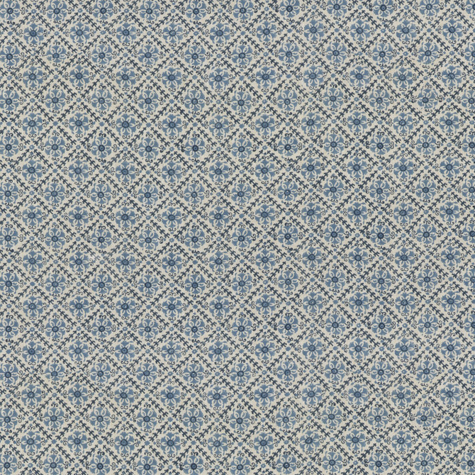 G P & J Baker Fabric Camden Trellis Blue Fabric LINEN - 100% India </p><p>Repeat: H: 2.955, V: 2.955 53.19 - My Fabric Connection -