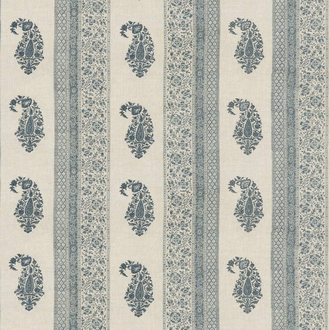 G P & J Baker Fabric Portobello Blue Fabric LINEN - 100% India </p><p>Repeat: H: 26.004, V: 9.456 52.008 - My Fabric Connection -
