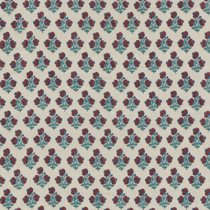 G P & J Baker Fabric Jaipur Poppy Red/Blue PORTOBELLO LINEN - 100% India Horizontal: 3.349 and Vertical: 5.91 53.584 - My Fabric Connection -