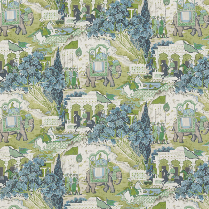 G P & J Baker Fabric Shalimar Teal CASPIAN COTTON - 90%;LINEN - 10% United Kingdom Horizontal: 17.73 and Vertical: 21.67 53.19 - My Fabric Connection -