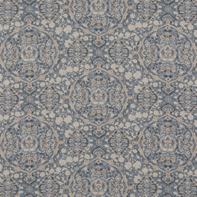 G P & J Baker Fabric Kiana Blue CASPIAN VISCOSE - 67%;LINEN - 33% United Kingdom Horizontal: 16.942 and Vertical: 23.64 51.22 - My Fabric Connection -