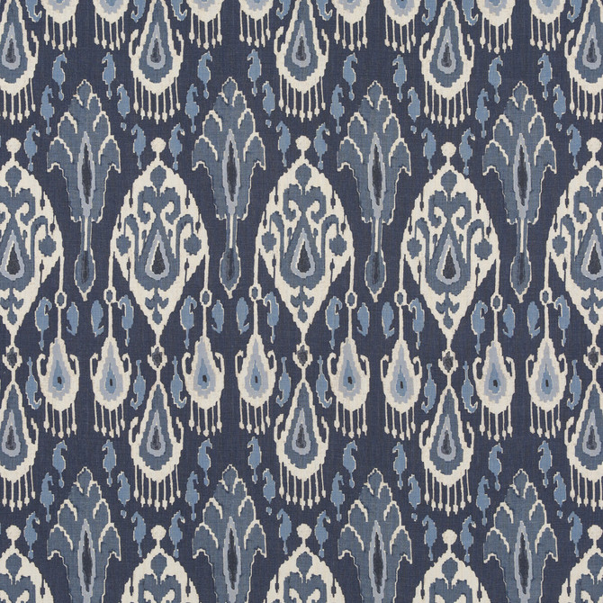 G P & J Baker Fabric Ikat Bokhara Linen Indigo Fabric LINEN - 100% Thailand HEAVY </p><p>Repeat: H: 10.441, V: 27.58 52.402 - My Fabric Connection -