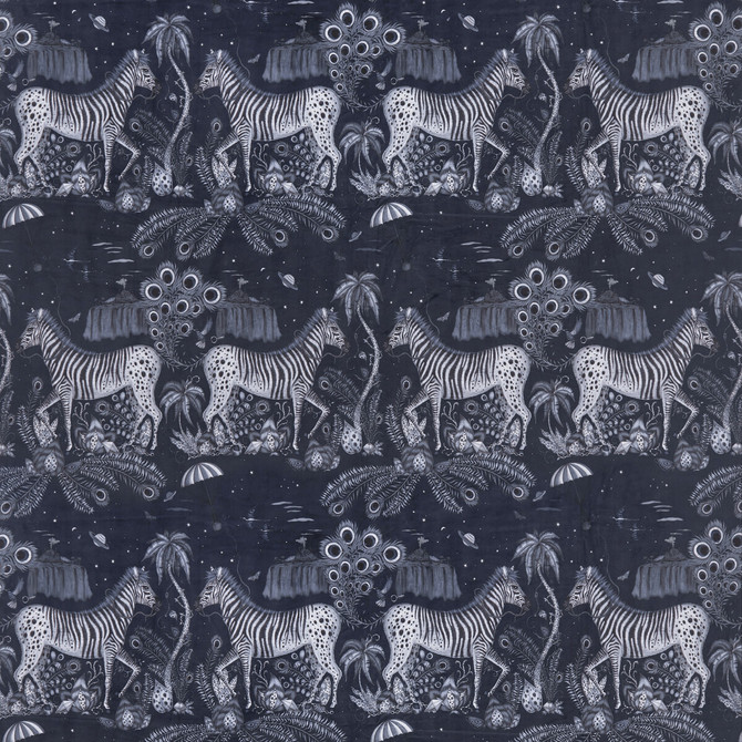Clarke And Clarke Fabric Lostworld Navy WILDERIE BY EMMA J SHIPLEY FOR C&C POLYESTER - 100% United Kingdom HEAVY Horizontal: 35 and Vertical: 27 54 - My Fabric Connection -