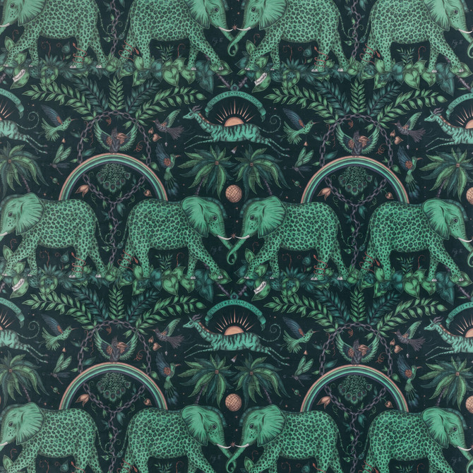 Clarke And Clarke Fabric Zambezi Velvet Teal WILDERIE BY EMMA J SHIPLEY FOR C&C POLYESTER - 100% Spain HEAVY Horizontal: 27 and Vertical: 21.62 55 - My Fabric Connection -