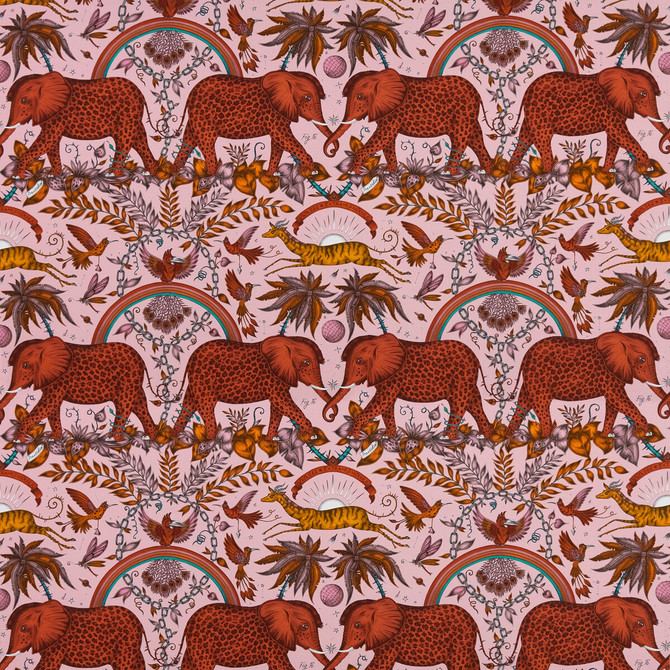 Clarke And Clarke Fabric Zambezi Satin Blush WILDERIE BY EMMA J SHIPLEY FOR C&C COTTON - 100% United Kingdom HEAVY Horizontal: 27 and Vertical: 21.78 54 - My Fabric Connection -