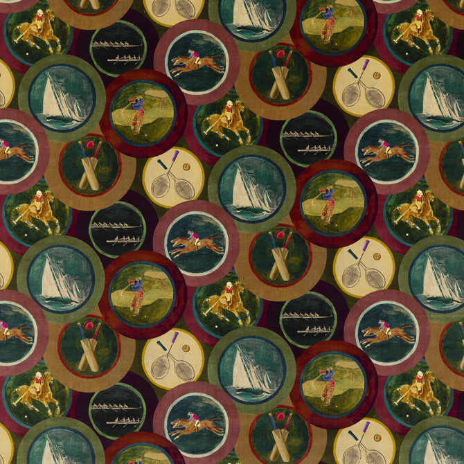 Mulberry Fabric Sporting Life Velvet Plum MULBERRY LONG WEEKEND COTTON - 83%;POLYESTER - 17% United Kingdom Horizontal: 17.5724 and Vertical: 16.548 52.796 - My Fabric Connection -