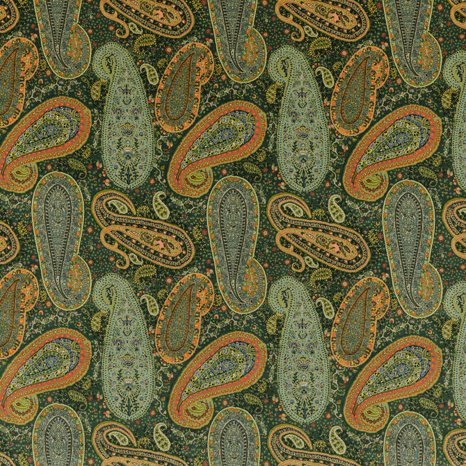 Mulberry Fabric Peregrine Paisley Velvet Emerald MULBERRY LONG WEEKEND COTTON - 83%;POLYESTER - 17% United Kingdom Horizontal: 17.336 and Vertical: 22.852 52.008 - My Fabric Connection -
