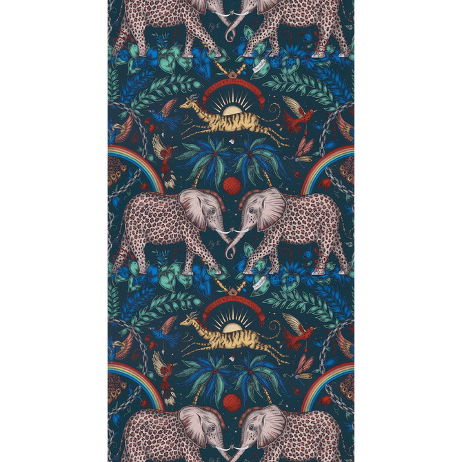 Clarke And Clarke Wallcovering Zambezi Navy WILDERIE BY EMMA J SHIPLEY FOR C&C NON WOVEN - 100% United Kingdom Horizontal: 0 and Vertical: 18 21 - My Fabric Connection -