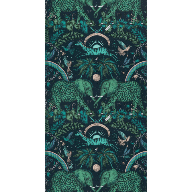 Clarke And Clarke Wallcovering Zambezi Teal WILDERIE BY EMMA J SHIPLEY FOR C&C PAPER - 100% United Kingdom Horizontal: and Vertical: 18 20.5 - My Fabric Connection -