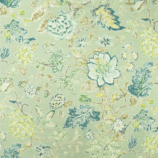 Greenhouse Fabric S2703 Mist S35: Statement Prints 100% Cotton USA 15,000 double rubs Soil & Stain Repellent </p><p>Repeat: 27" H, 36" V 54" - My Fabric Connection -