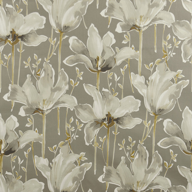 Carole Fabric Lotus Blooms Grey Muse 100% Cotton India 24" V, 27" H 54" - My Fabric Connection -