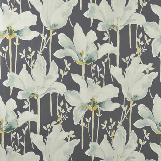 Carole Fabric Lotus Blooms Navy Muse 100% Cotton India 24" V, 27" H 54" - My Fabric Connection -