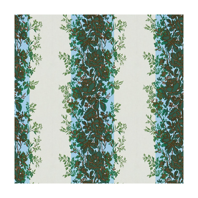 Brunschwig & Fils Fabric Rayure Fleurie Blue/Green Fabric COTTON - 100% France </p><p>Repeat: H: 11.81, V: 13.78 47.24 - My Fabric Connection -
