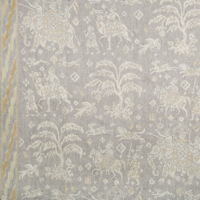 Brunschwig & Fils Fabric Aralam Print Flint/Rye Fabric LINEN - 100% Thailand </p><p>Repeat: H: 54, V: 48 54 - My Fabric Connection -
