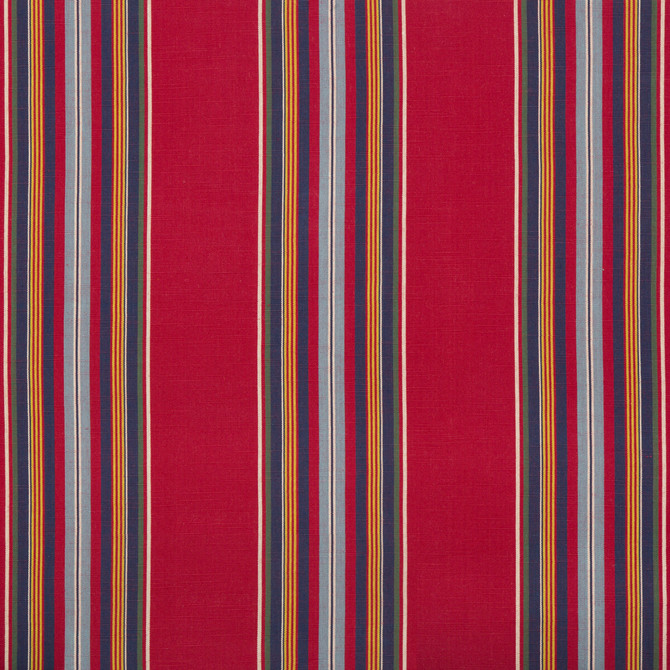 Brunschwig & Fils Fabric Verdon Stripe Red/Navy Fabric COTTON - 100% India </p><p>Repeat: H: 7.5, V: 0 53 - My Fabric Connection -