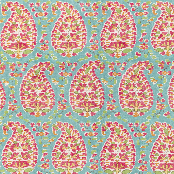 Brunschwig & Fils Fabric Rougier Print Aqua Fabric POLYESTER - 100% United Kingdom MEDIUM </p><p>Repeat: H: 7.72, V: 9.31 54 - My Fabric Connection -