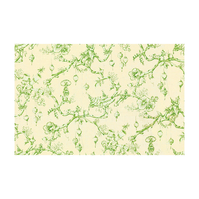 Brunschwig & Fils Fabric Festival Of Lanterns Linen Print Green Fabric LINEN - 100% United States HEAVY </p><p>Repeat: H: 53.5, V: 36 54 - My Fabric Connection -