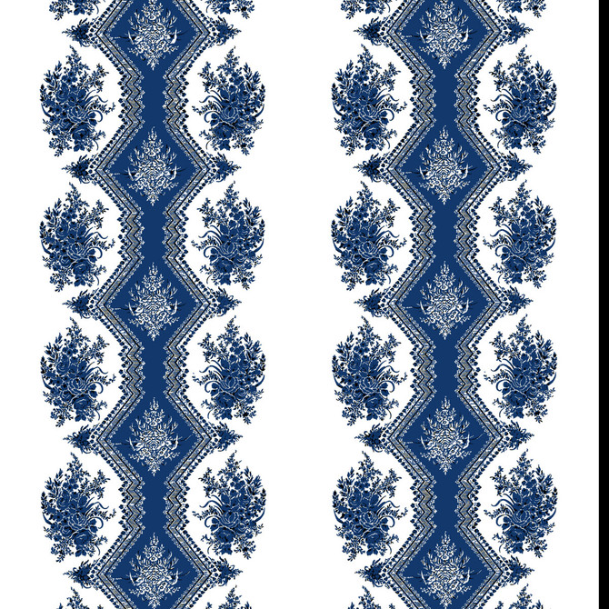 Brunschwig & Fils Wallcovering Coppelia Blue Wallcovering CELLULOSE - 72%;POLYESTER - 28% France </p><p>Repeat: H: 24.41, V: 11 47.24 - My Fabric Connection -