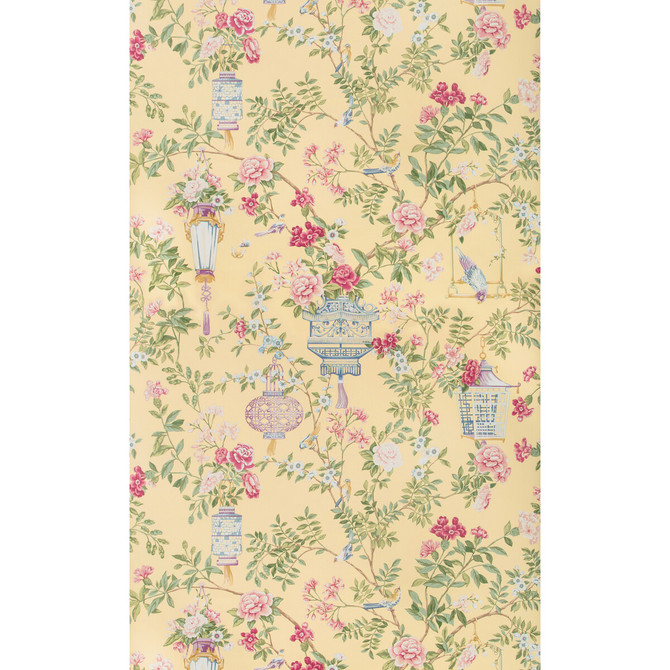 Brunschwig & Fils Wallcovering Jardin Fleuri Sun Wallcovering CELLULOSE - 62%;BINDER - 16%;POLYESTER - 14%;MINERAL FILLERS - 8% Italy </p><p>Repeat: H: 53.54, V: 56.69 53.54 - My Fabric Connection -