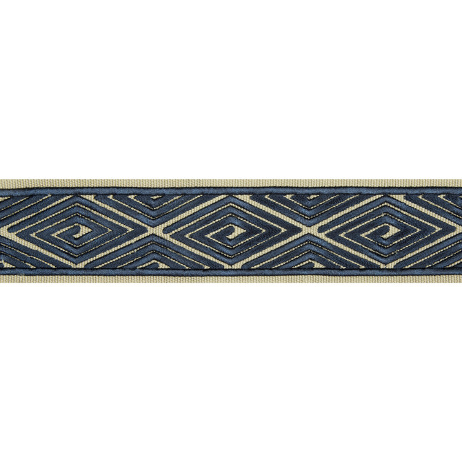 Brunschwig & Fils Trim Labyrinthe Tape Navy Trim RAYON - 100% India </p><p>Repeat: H: 2, V: 3.25 2 - My Fabric Connection -