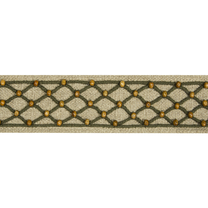 Brunschwig & Fils Trim Le Boise Tape Green Trim LINEN - 70%;COTTON - 20%;WOOD - 8%;POLYESTER - 2% India </p><p>Repeat: H: 0, V: 1 2.25 - My Fabric Connection -