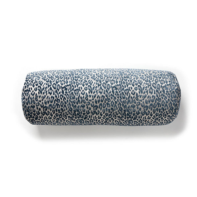 The House of Scalamandre
 Pillow Leopard Bolster/Orion Blue A9 0008Bleopill AMAZINK 45% COTTON 31% VISCOSE 24% POLYESTER USA HEAVY DUTY Horizontal: 9.75" and Vertical: 7" 55" - My Fabric Connection -